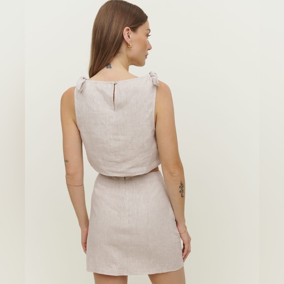 NEW Reformation Farley Linen Two Piece Matching Set in Beige Oat | size 4 - Picture 3 of 9